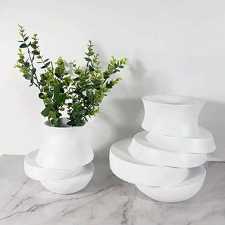 现代北欧极简层叠错位花瓶客厅插花干花器摆件样板房家居软装饰品