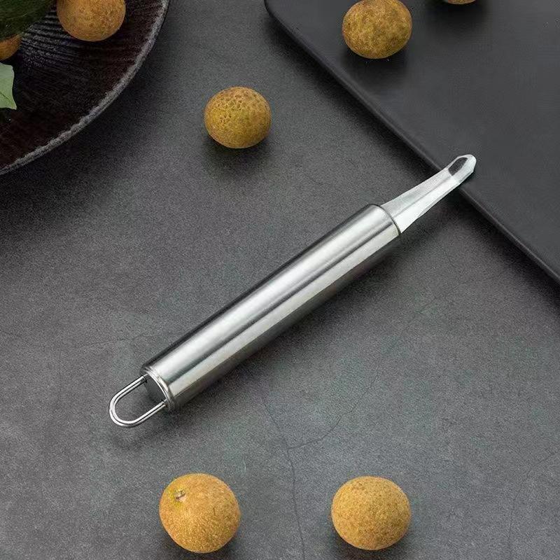 New Stainless Steel Longan Core Removing Gadget Fresh Peeling Gadget Lychee Longan Pitting Tool Scoop