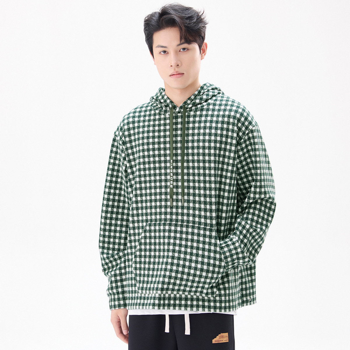 2024 Autumn/Winter New Men's Hooded Sweatshirt Casual Plaid Loose Comfortable American Style Fashion Trend