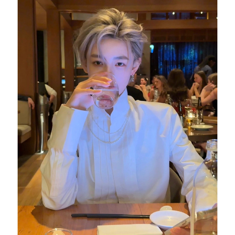 New Chinese Men's Wear National Style Shoulder Pad Shirt Men's High-end Sense Niche Zhongshan Tang Suit Hanfu Long-sleeved Shirt Coat Trendy