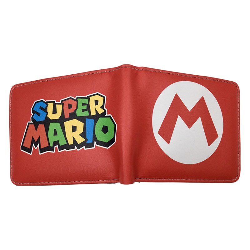 Nuevo Super Mary cartera corta Super Mario estudiante unisex pu cuero Snap cartera