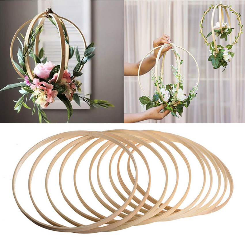 Bamboo embroidery inner circle bamboo circle fan frame fan frame dream catcher circle wedding set decoration material DIY tool