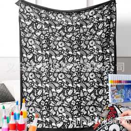 跨境DIY Coloring Blanket with Markers带记号笔的DIY着色毯子涂