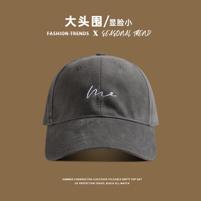 Grass embroidered wavy hairy baseball cap py grey