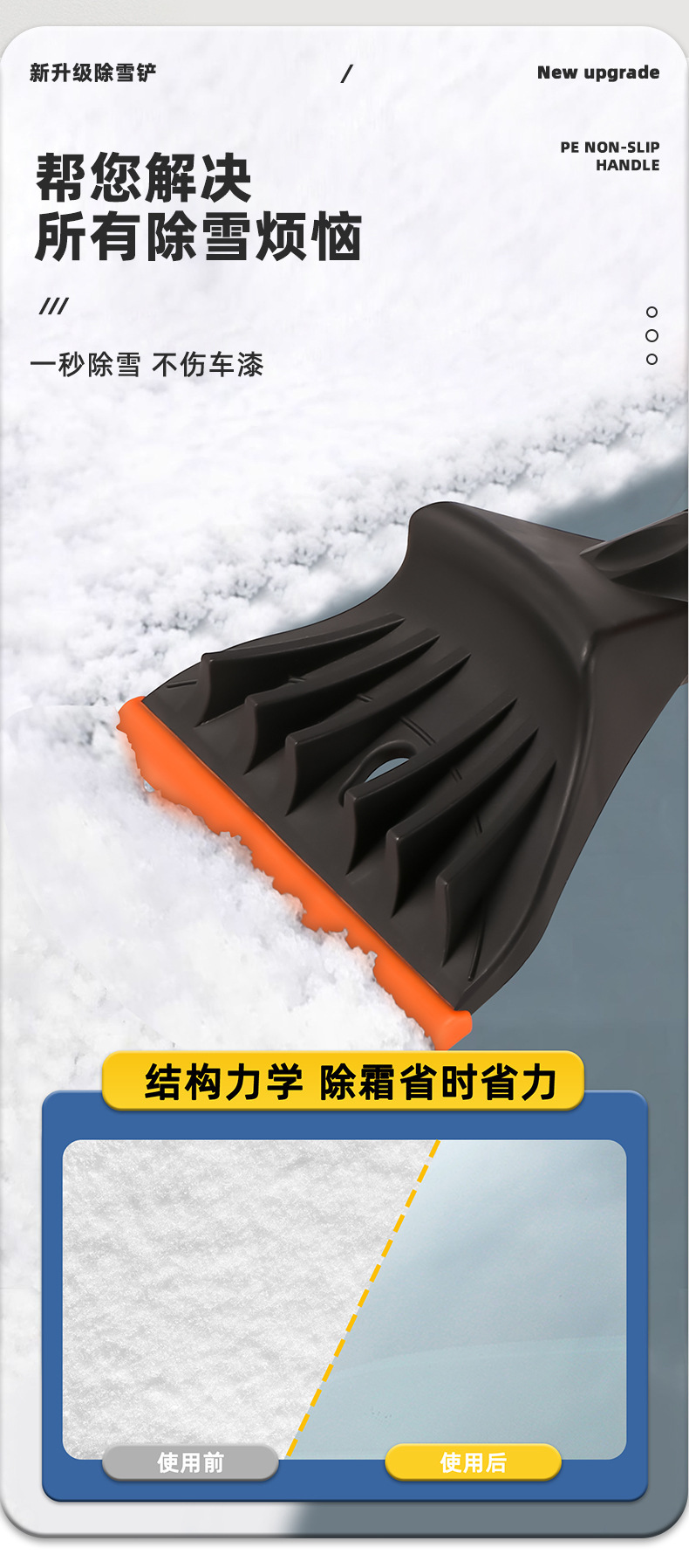 Cross-Border New Product Detachable Snow Shovel Car Snow Shovel Winter Car Snow Shovel Tool De-Icing Shovel Multi-Function