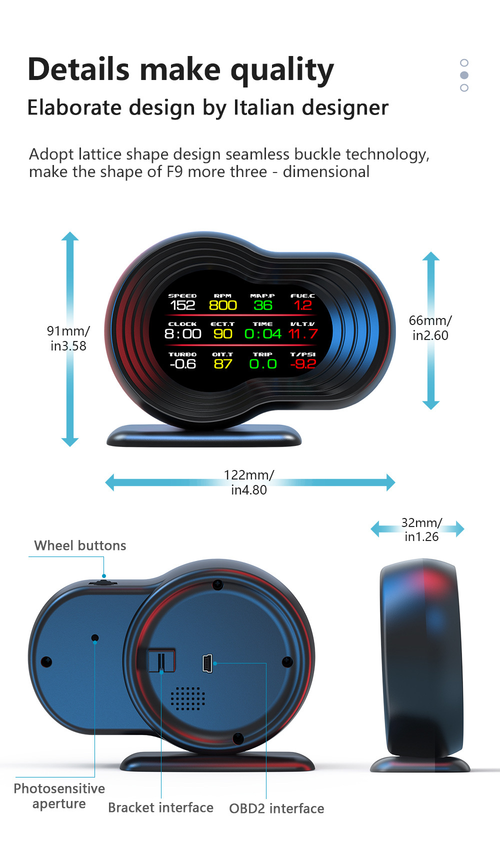 Cross-border HUD head-up display, car-modified LCD smart driving computer, multi-language high-definition vehicle display screen