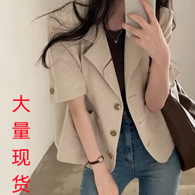2024 New Style Elegant Thin Short-sleeved Suit Jacket Women's Summer High-end Suit Salt Outer Top
