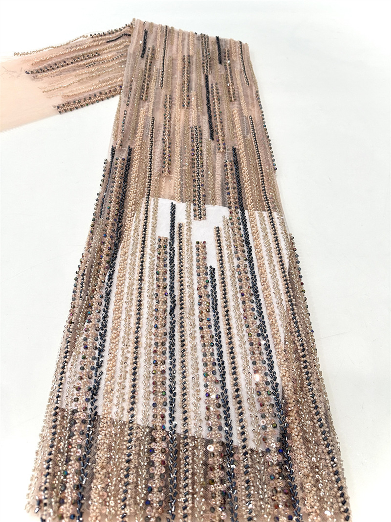 Tubo de bordado de perlas vestido de moda ropa de tela de ropa de cuatro perlas industria pesada bordado de sequillas verticales vestido de boda image 9