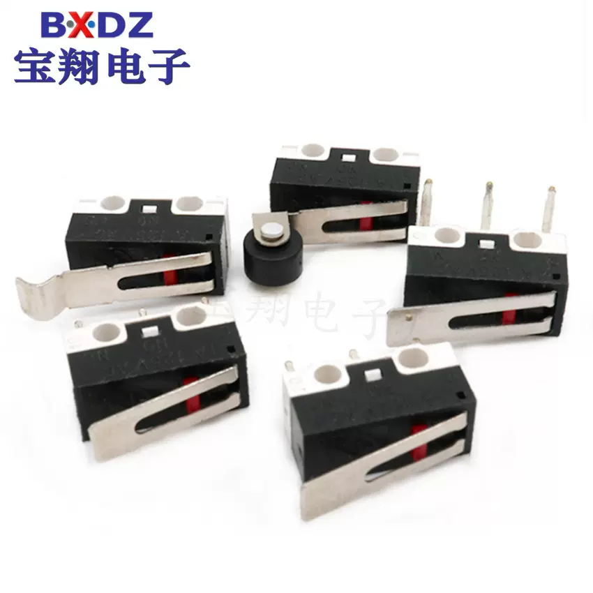 厂家直销KW10小型微动开关鼠标开关左弯脚右弯脚滚轮带柄微动开关