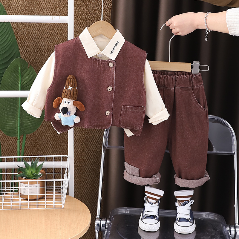 子供の春の服の男の子のスーツの洋気の赤ちゃんの子供服の3つのセットの春の秋の赤ちゃんの子供服のファッション