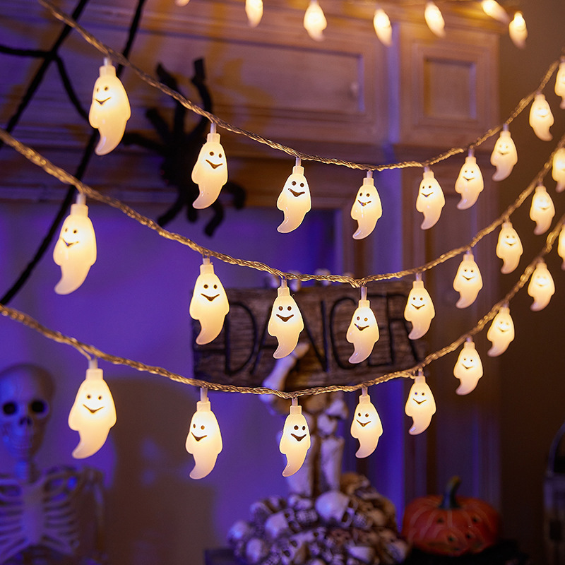 ハロウィーンカボチャの頭のランプの幽霊の目のコウモリの雰囲気感のカラーランプの室内外の装飾の太陽エネルギーのランプの列|undefined