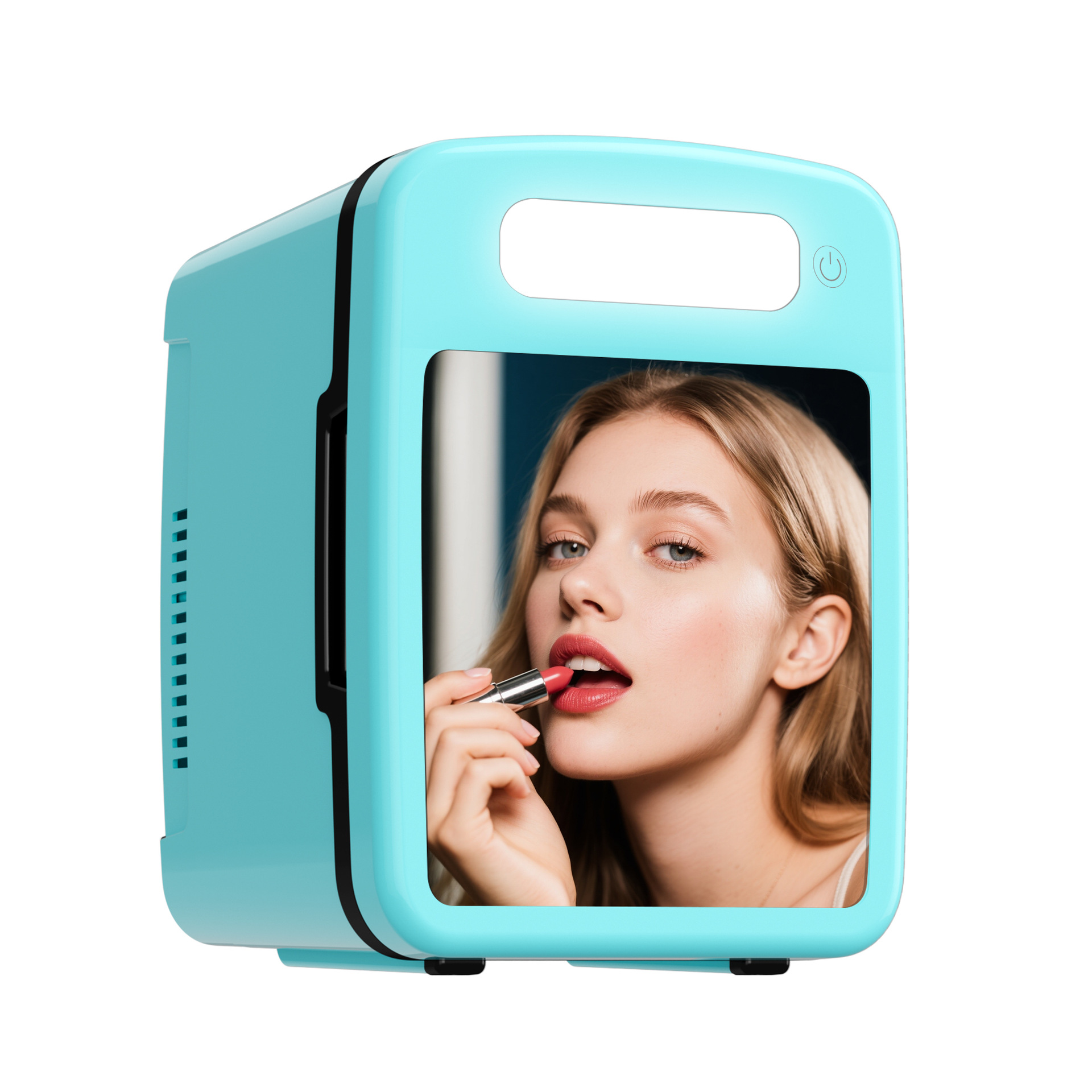Car-Mounted Beauty Fridge, Mini Cosmetic Cooler, Beverage Warmer, with Makeup Mirror, Dual-Use for Home and Car, Insulated Box