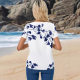 2025 European and American Cross-border Amazon AliExpress Floral Printed Button Shirt Casual Round Neck Short Sleeve Women's Top