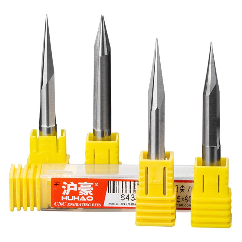 Huhao 3.175/4/6mm doble hoja recta ranura afilado Cuchillo CNC cónico cuchillo grabado máquina herramienta cuchillo de alivio profundo