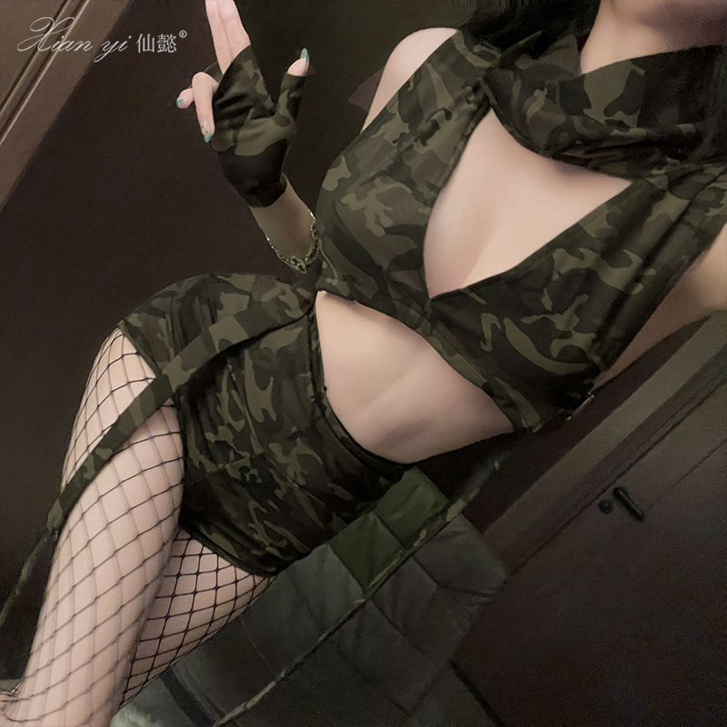 Xianyi Sexy Lingerie Camouflage Cosplay Outfit Nightclub Instructor Set No-Removal Erotic Fun Clothing for Women 625 Xianyi Sexy Lingerie Camouflage Cosplay Outfit Nightclub Instructor Set No-Removal Erotic Fun Clothing for Women 625