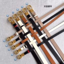 头层小牛皮双GG旋转字母扣双面彩色使用2.0cm /3.0cm女士腰带