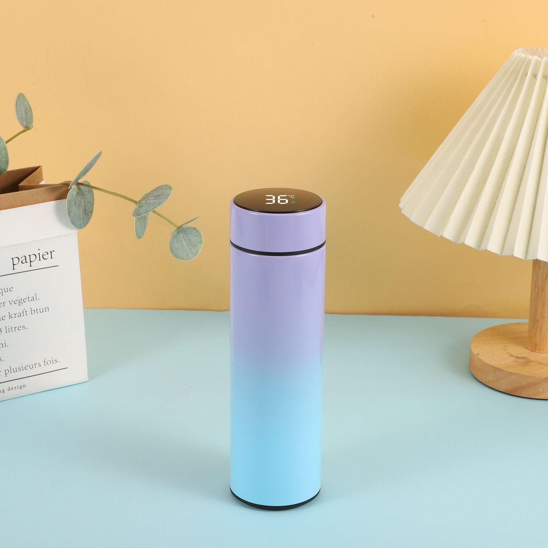 Negocio de acero inoxidable inteligente taza de aislamiento térmico Oficina taza recta hombres y mujeres publicidad regalo taza de agua personalización al por mayor