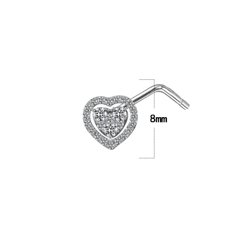 Fruit, Heart Shape Pattern Unisex Gender Streetwear Fruit Heart Shape Stainless Steel Copper Plating Inlay Zircon Nose Ring