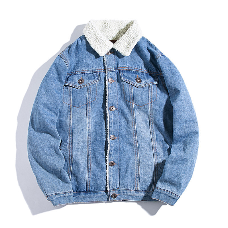 秋冬のベルベットのジャケットのデニム男性コートの綿の服のゆったりした大きいサイズの羊の毛の韓国版の厚い保温の綿の服|undefined