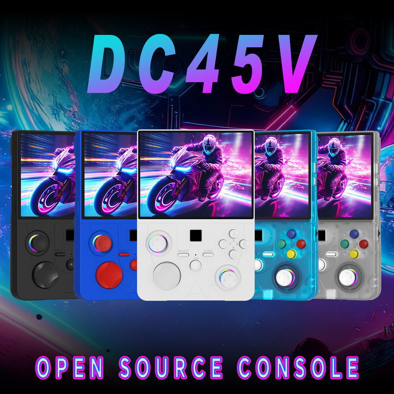 Cross-Border New Model Dc45V Handheld Retro Nostalgic Console with 4.5inch Large Screens, Supports Multiplayer Online Play, Rgb Lights, Vibration, Pspfc