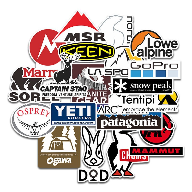 20 Sheets/Pack Outdoor Camping Trendy Brand Stickers Personalized Decoration Notebook Scooter Car Decoration Body Stickers