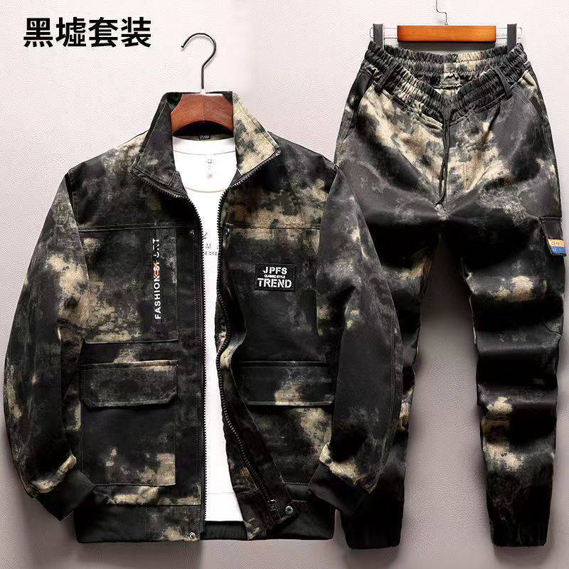 Workwear Set for Men - Spring and Autumn Camouflage Overalls, Durable and Stain-Resistant, Protective Workwear for Construction and Auto Repair