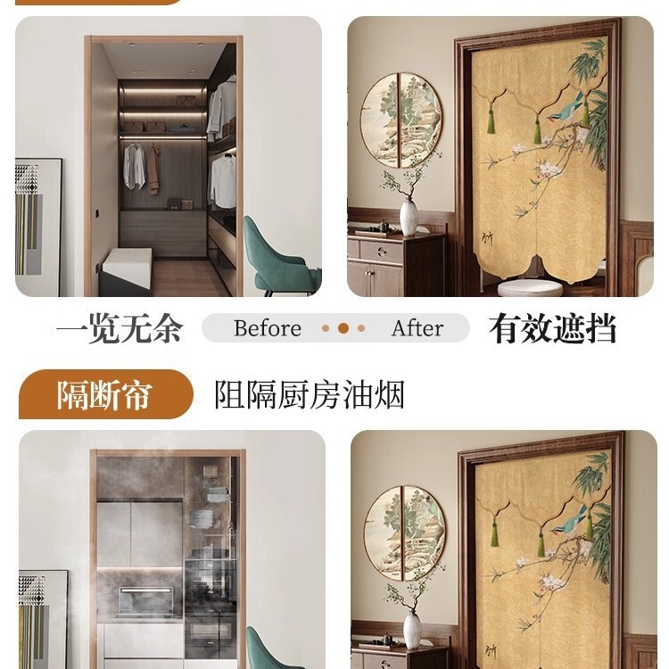 三角旗帘新中式门头帘复古装饰短帘半截门帘家用挂旗厨房隔断帘子|undefined