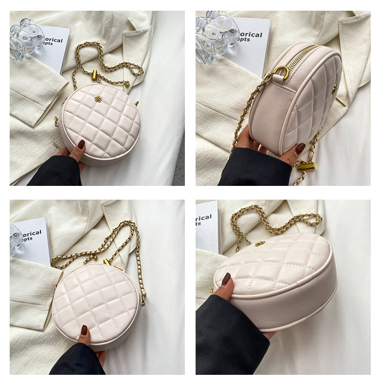 Fashion Solid Color Round Zipper Chain Bag display picture 2