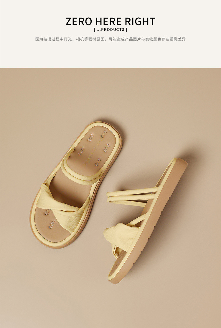 Dép sandal nữ xỏ ngón đế bệt quai ngang phong cách beach — LI51 Màu be chi tiết 20
