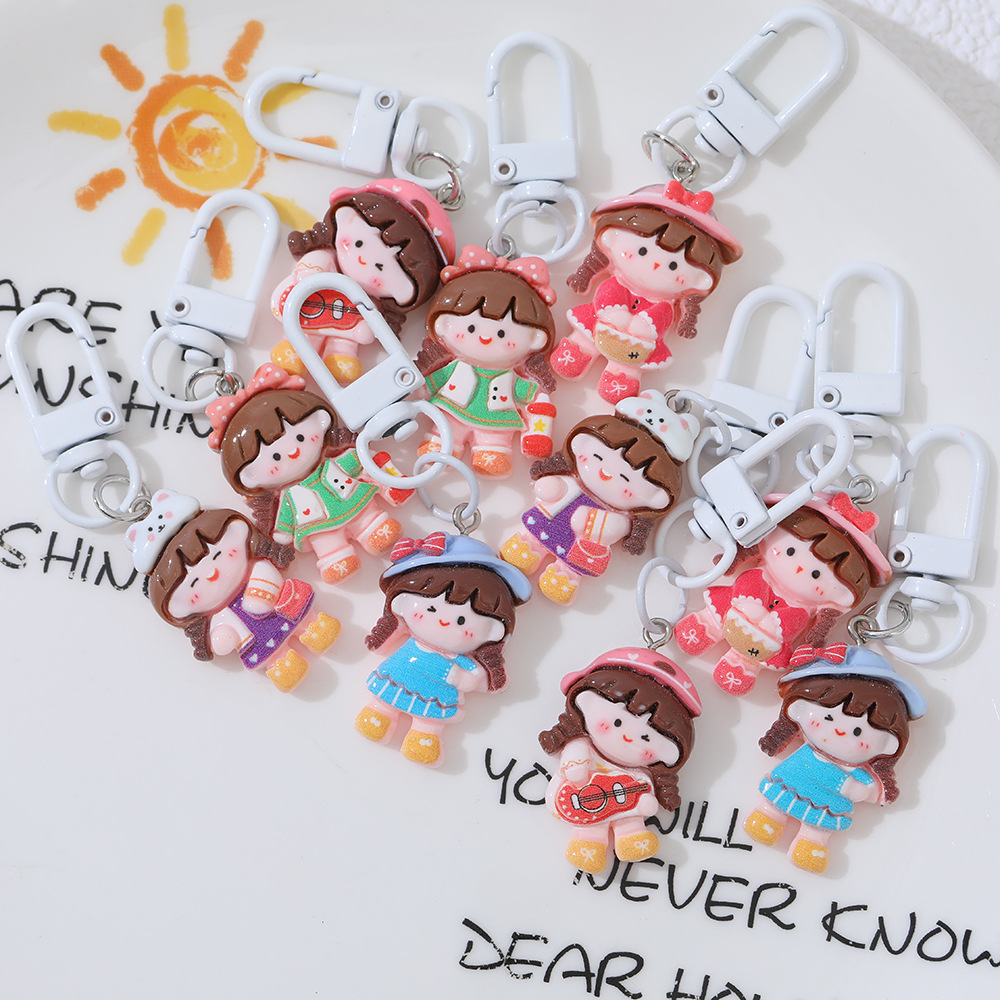 Nuevo estilo con capucha chica DIY resina llavero original chica mochila dibujos animados hebilla novias regalo Accesorios