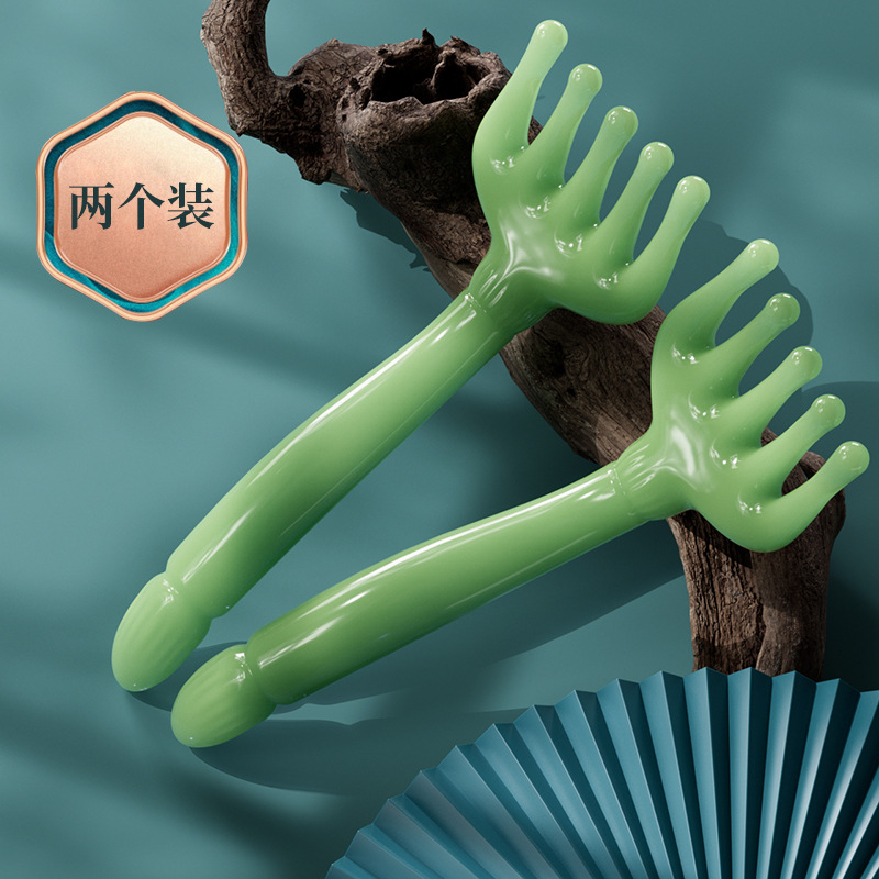 Masajeador de cabeza de cinco garras masaje peine herramienta de terapia capilar resina tendón dragado Meridian rascarse cuero cabelludo descompresión artefacto