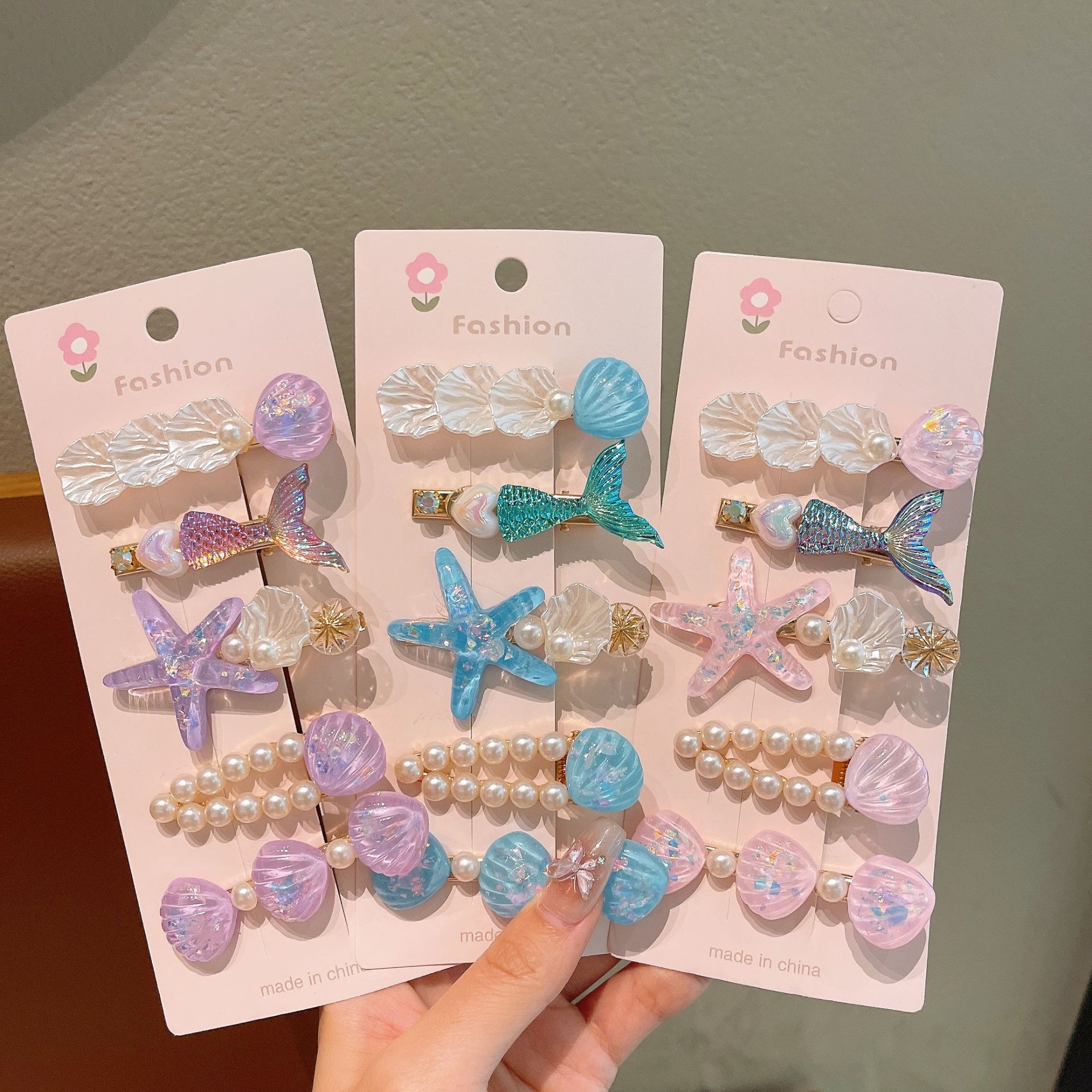 Niños lindos pinzas de cabello de cola de pescado niñas pinzas de cabello de pingganas cortinas de cabello de princesa sirena