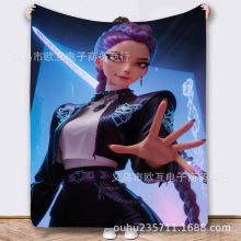 亚马逊9月爆款猎魔女团‌（HUNTR/X图案法兰绒毛毯  一件代发