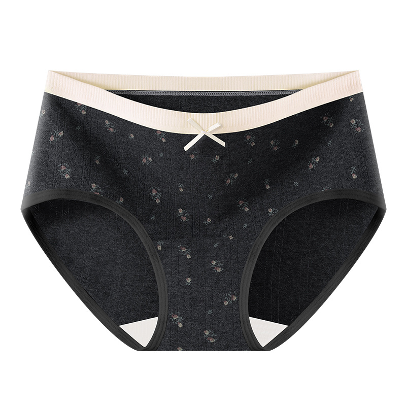 Bragas de entrepierna larga floral de crema, bragas de algodón para niñas, entrepierna de algodón puro, entrepierna antibacteriana, nuevos calzoncillos para mujer