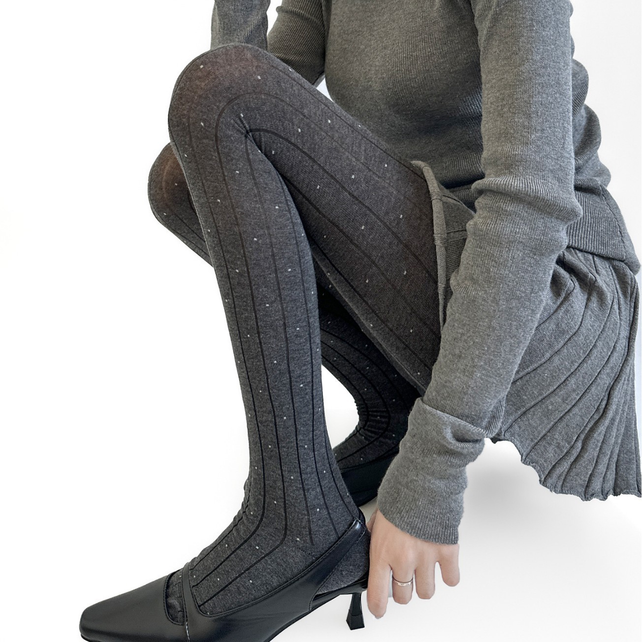 Retro Polka Dot Wide Leggings for Women, Spring & Fall Style, Polka Dot Thin, Slimming Look and Translucent Pantyhose, Hemp Brown Leggings