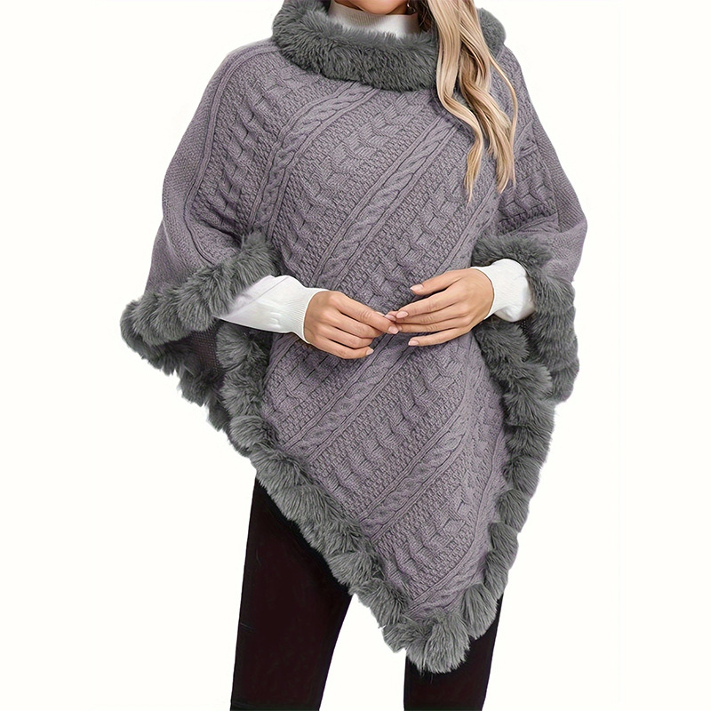 2024 nuevo otoño y invierno chaqueta de punto capa de color sólido estilo europeo y americano manga de murciélago de gran tamaño moda universal simple chal