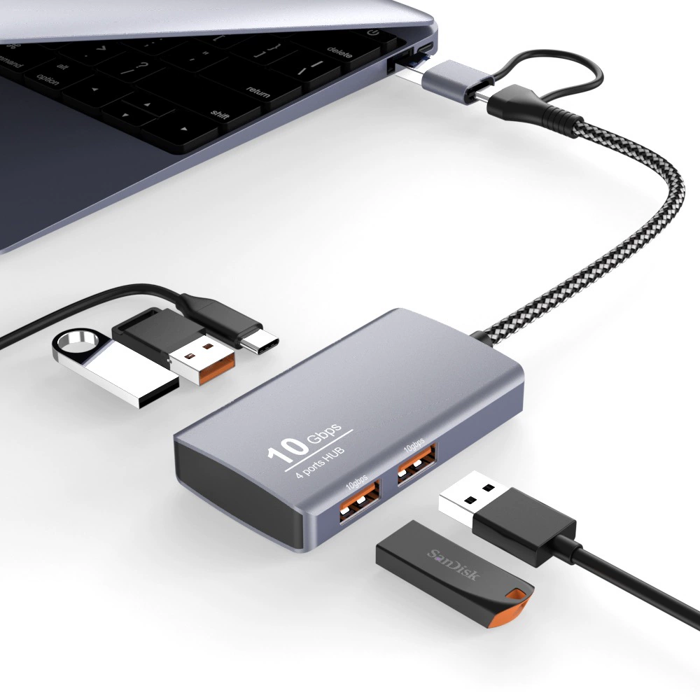USB 3.2 Gen2 10G Type-C разделитель с подачей постоянного тока, 10G высокоскоростной хаб с питанием