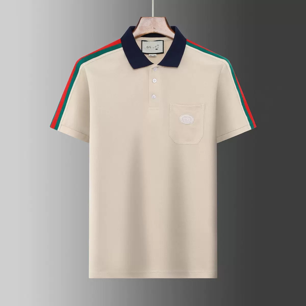 Edición correcta G2025 nueva estación europea de verano hombre con solapa algodón perla moda bordada camisa polo de manga corta