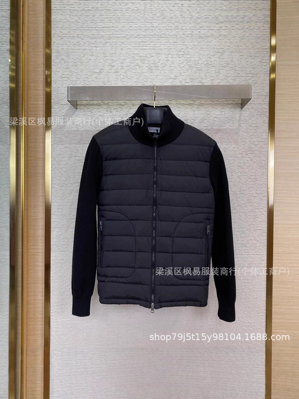 新款欧洲站 M家针织相接羽绒服男士  立领保暖百搭连帽白鸭绒外套|undefined