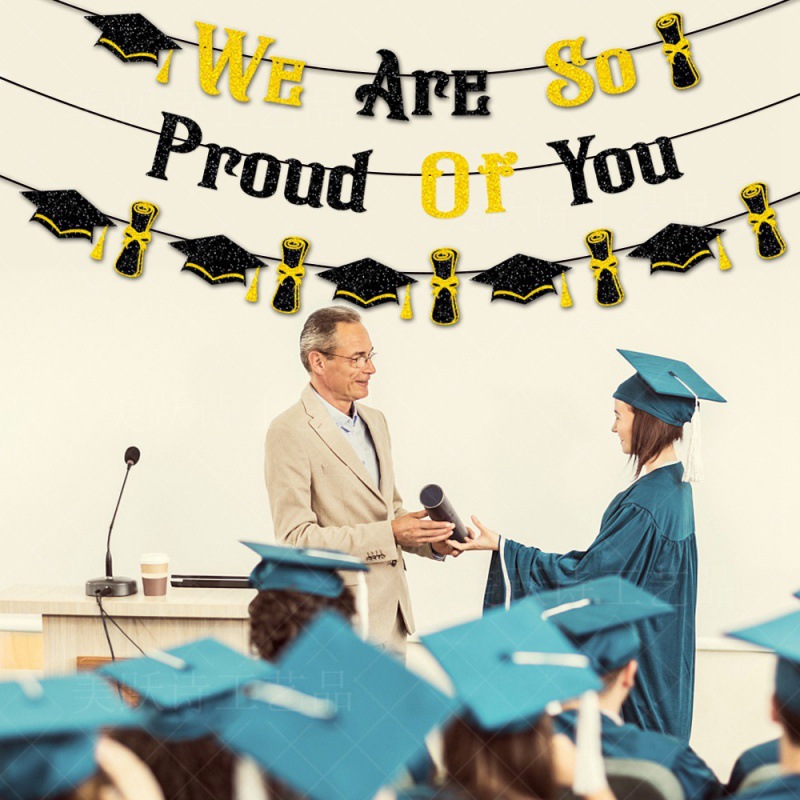 Temporada de graduación de la Universidad decoración del partido Felicitas tirar bandera de la graduación transfronteriza tire de la decoración de la ceremonia