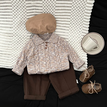 韩国童装潮男童毛衣秋冬季2025新款韩系帅气宝宝polo领麻花针织衫