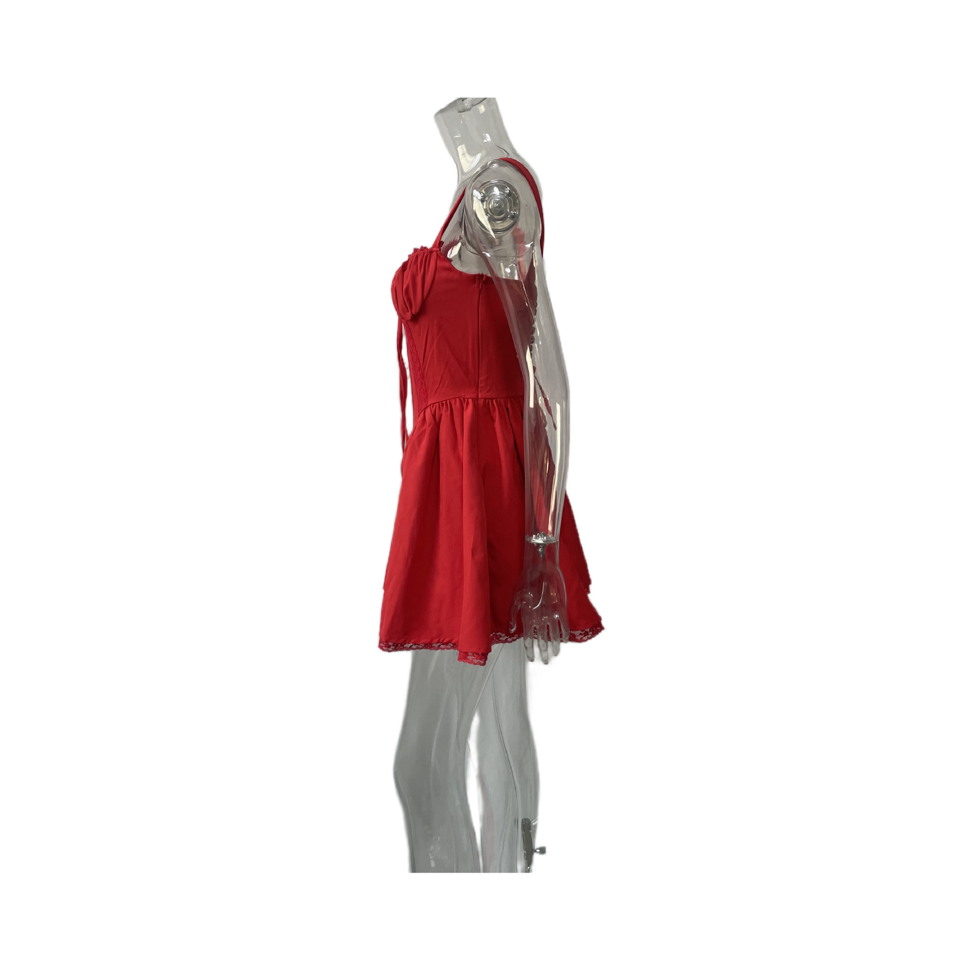 Vêtements pour femmes printemps et été, nouvelle mode sexy pour femmes, dentelle patchwork, bretelles à la taille, grande jupe trapèze_voghion.com