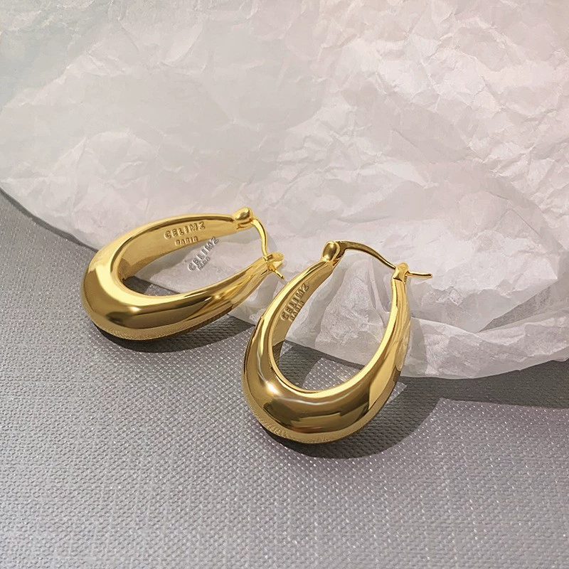Серьги геометрические в корейском стиле, медь с посеребрением, лёгкие 9,9 см