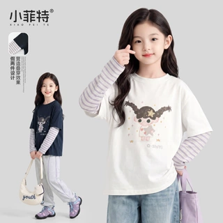 小菲特女童长袖t恤早秋2026新款儿童独特超好看打底衫大童秋季