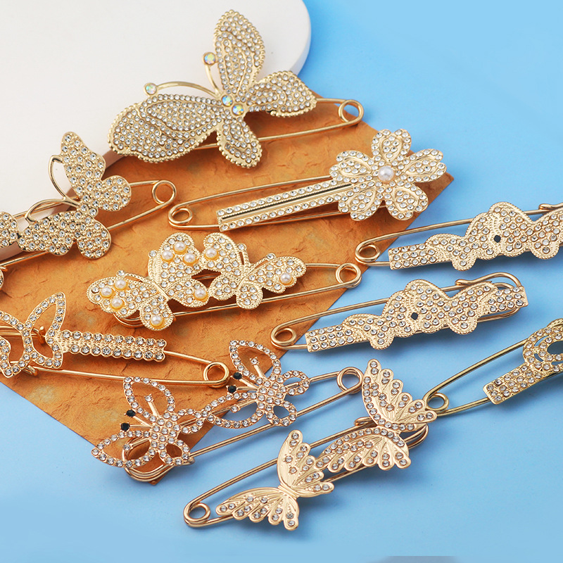 Light Luxury Butterfly Brooch Pin for Fastening Clothes, Tightening Pants and Skirts, Waist Accessory, Anti-Exposure Brooch Pin for Women
