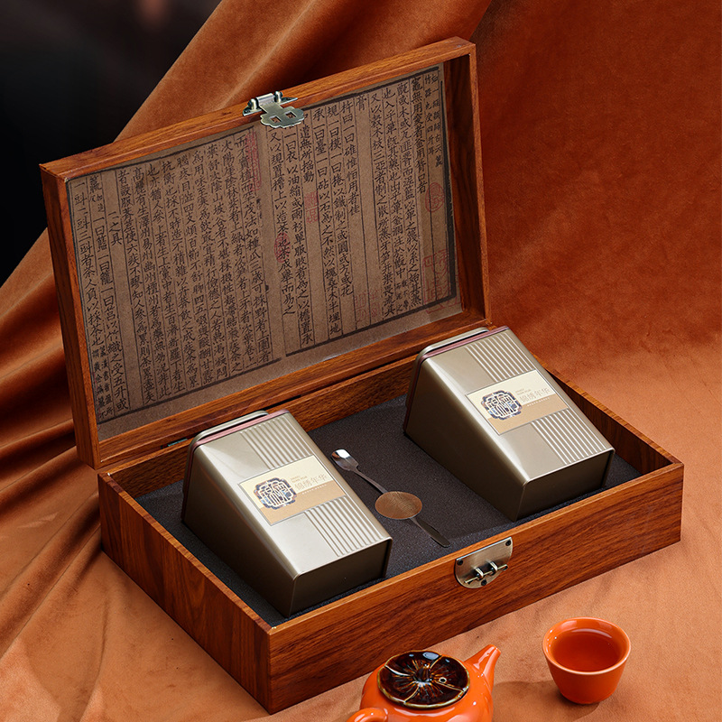 新款高档茶叶礼盒空盒方罐带勺半斤一斤铁观音大红袍绿茶红茶通用