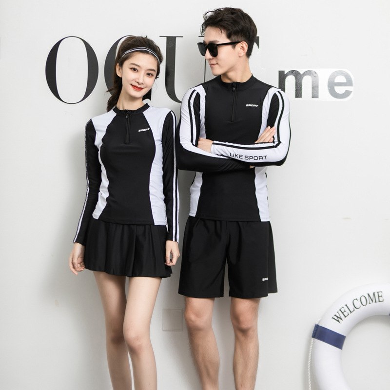 다이빙 세트 스플릿 긴 소매 반바지 수영복 야외 스포츠 비치 커플 세트 남성과 여성의 자외선 차단제 스노클링 세트