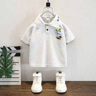 Boys Short-Sleeved Polo Shirt Summer 2025 New Kidsren's Summer Clothing Fashionable Trendy Casual Kidsren's Summer T-Shirt
