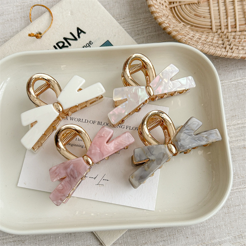 25g Weight Hair Claws Hair Accessories Type Elegant Sweet Women's Bow Knot Imitation Acetic Acid Hair Claws