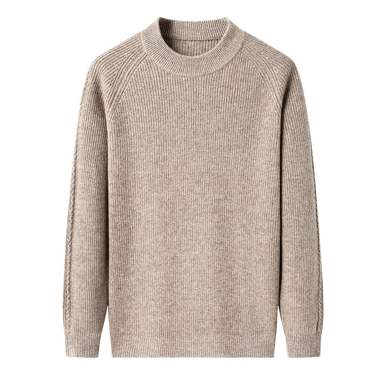 Suéter para hombres otoño y invierno nuevo abrigo casual camiseta de punto de cuello medio alto suéter de lana para hombres